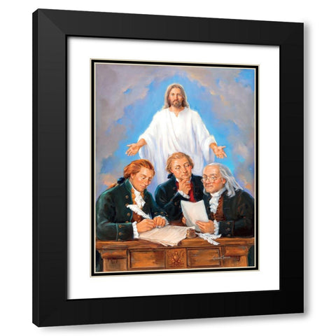 Drafting Of The Declaration Black Modern Wood Framed Art Print with Double Matting by Comish, Susan