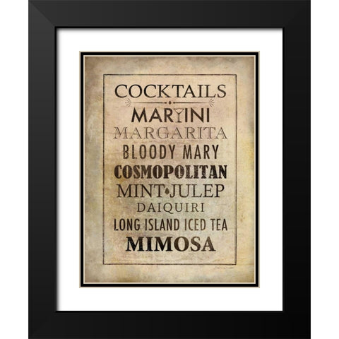 Vintage Cocktails Black Modern Wood Framed Art Print with Double Matting by Marrott, Stephanie