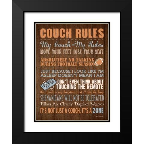 Couch Rules Black Modern Wood Framed Art Print with Double Matting by Marrott, Stephanie