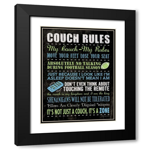 Couch Rules - Black Black Modern Wood Framed Art Print with Double Matting by Marrott, Stephanie
