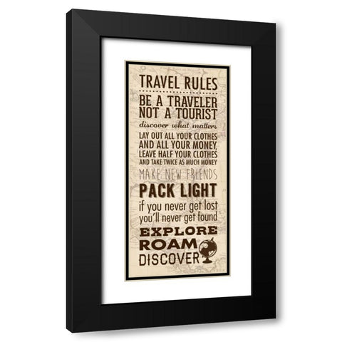 Travel Rules Black Modern Wood Framed Art Print with Double Matting by Marrott, Stephanie