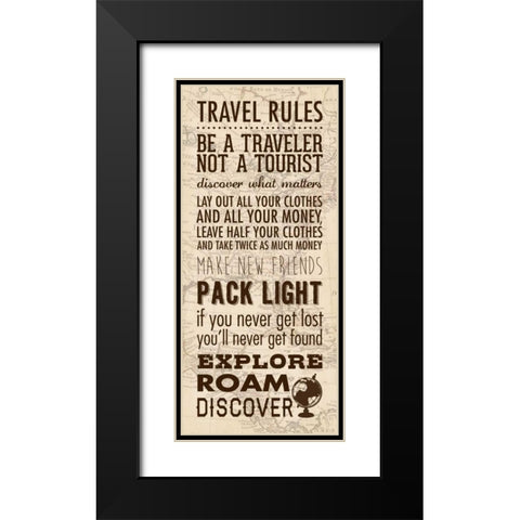 Travel Rules Black Modern Wood Framed Art Print with Double Matting by Marrott, Stephanie