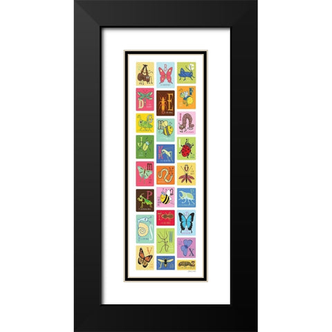 Bug Alphabet Black Modern Wood Framed Art Print with Double Matting by Marrott, Stephanie
