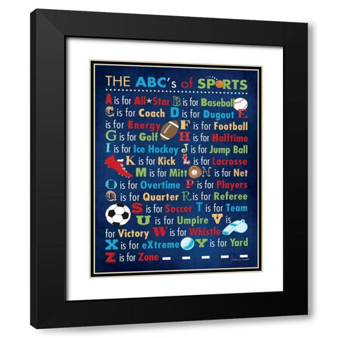 ABCs Of Sports Black Modern Wood Framed Art Print with Double Matting by Marrott, Stephanie