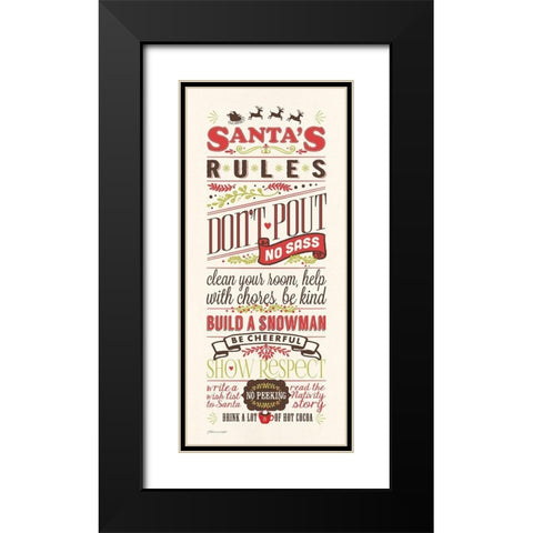 Santas Rules Black Modern Wood Framed Art Print with Double Matting by Marrott, Stephanie