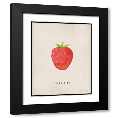 Strawberry Black Modern Wood Framed Art Print with Double Matting by Marrott, Stephanie