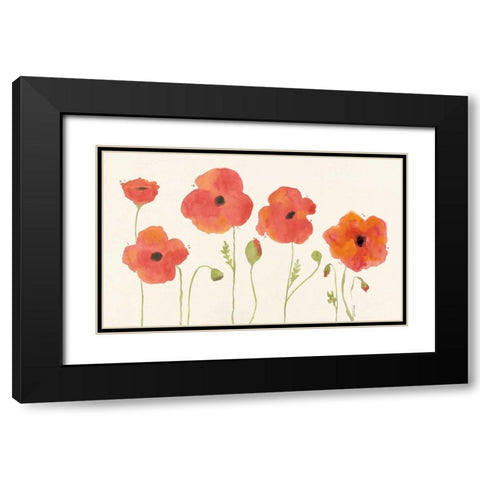 Poppies Black Modern Wood Framed Art Print with Double Matting by Marrott, Stephanie