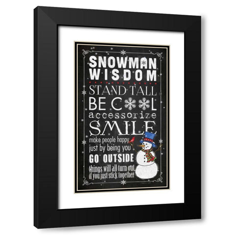 Snowman Wisdom Black Modern Wood Framed Art Print with Double Matting by Marrott, Stephanie