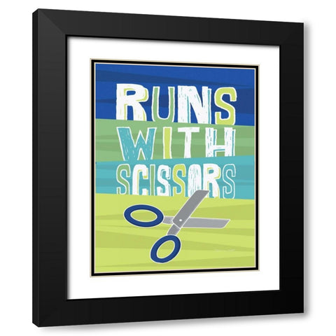 Scissors Black Modern Wood Framed Art Print with Double Matting by Marrott, Stephanie