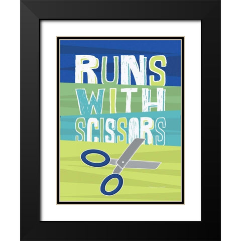 Scissors Black Modern Wood Framed Art Print with Double Matting by Marrott, Stephanie