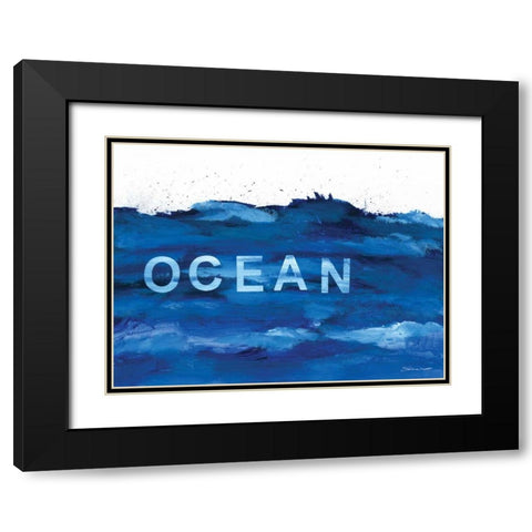 Ocean Blue Black Modern Wood Framed Art Print with Double Matting by Marrott, Stephanie