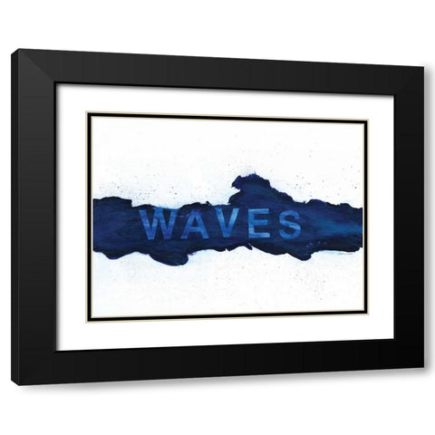 Blue Waves Black Modern Wood Framed Art Print with Double Matting by Marrott, Stephanie