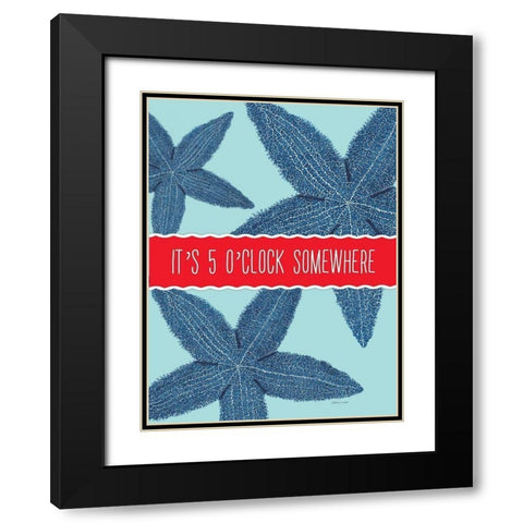 Starfish OClock Black Modern Wood Framed Art Print with Double Matting by Marrott, Stephanie