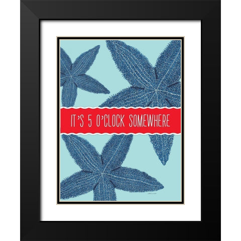 Starfish OClock Black Modern Wood Framed Art Print with Double Matting by Marrott, Stephanie