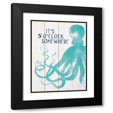 Octo OClock Black Modern Wood Framed Art Print with Double Matting by Marrott, Stephanie
