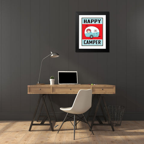 Happy Camper II Black Modern Wood Framed Art Print with Double Matting by Marrott, Stephanie