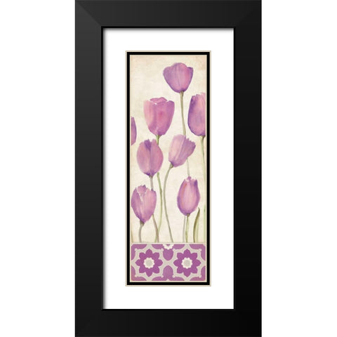 Tulips In Purple Black Modern Wood Framed Art Print with Double Matting by Marrott, Stephanie