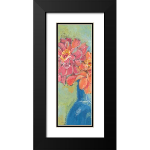 Gerbers in A Blue Vase Black Modern Wood Framed Art Print with Double Matting by Marrott, Stephanie