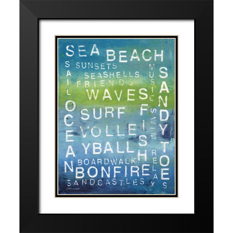 Beach Words Black Modern Wood Framed Art Print with Double Matting by Marrott, Stephanie