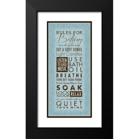 Rules For Bathing I Black Modern Wood Framed Art Print with Double Matting by Marrott, Stephanie