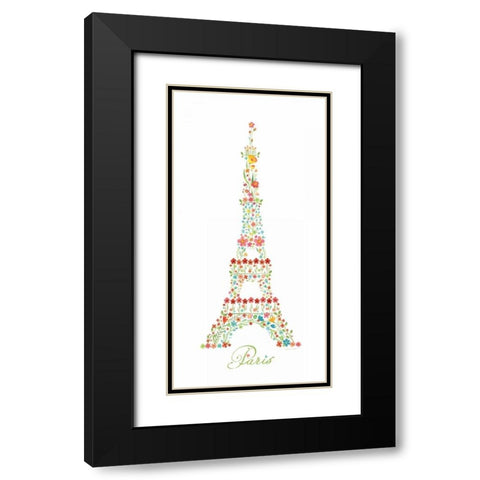 Eiffel Tower in Flowers I Black Modern Wood Framed Art Print with Double Matting by Marrott, Stephanie