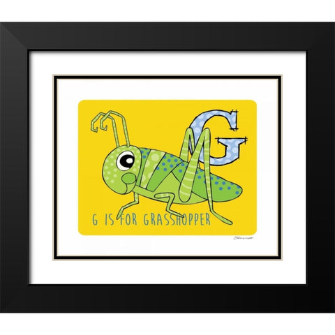 G is For Grasshopper Black Modern Wood Framed Art Print with Double Matting by Marrott, Stephanie