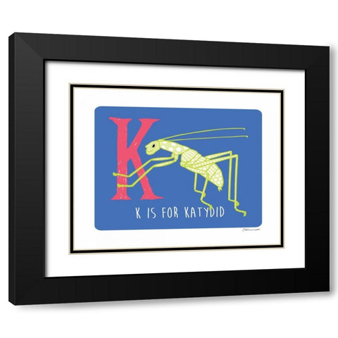 K is For Katydid Black Modern Wood Framed Art Print with Double Matting by Marrott, Stephanie