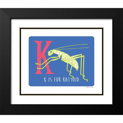 K is For Katydid Black Modern Wood Framed Art Print with Double Matting by Marrott, Stephanie