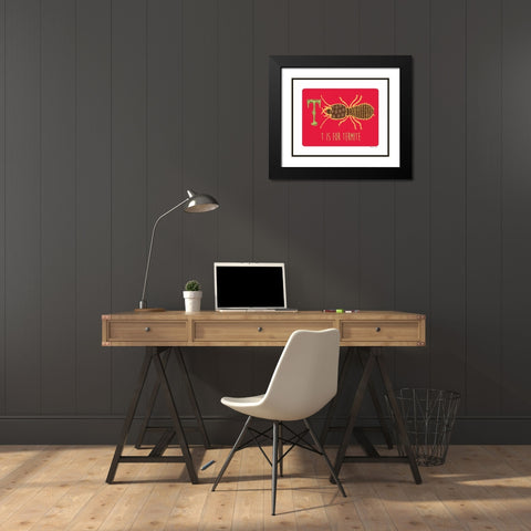 T is For Termite Black Modern Wood Framed Art Print with Double Matting by Marrott, Stephanie