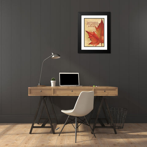 Autumn Welcome I Black Modern Wood Framed Art Print with Double Matting by Marrott, Stephanie