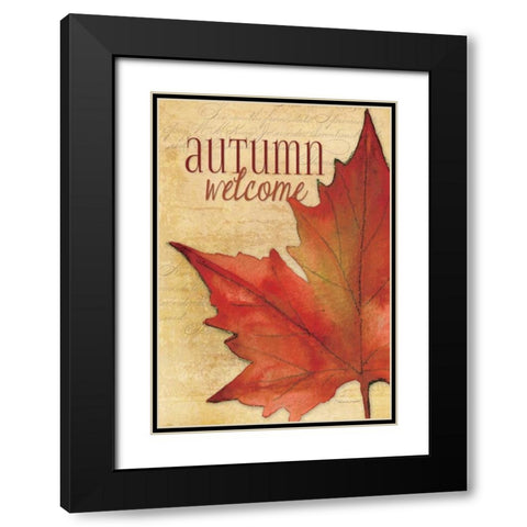 Autumn Welcome I Black Modern Wood Framed Art Print with Double Matting by Marrott, Stephanie