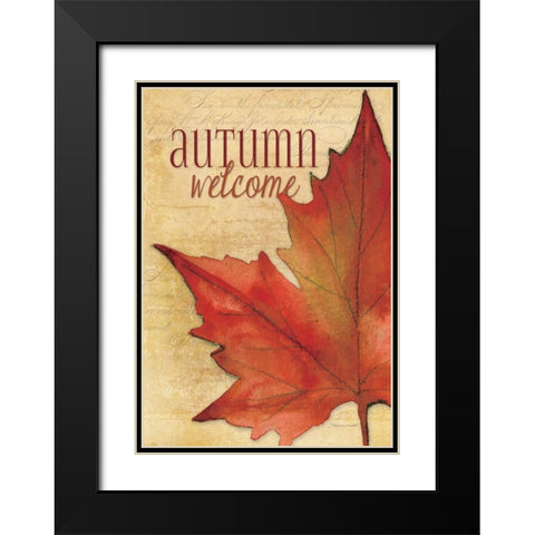 Autumn Welcome I Black Modern Wood Framed Art Print with Double Matting by Marrott, Stephanie