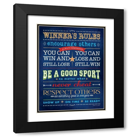Winning Rules Black Modern Wood Framed Art Print with Double Matting by Marrott, Stephanie