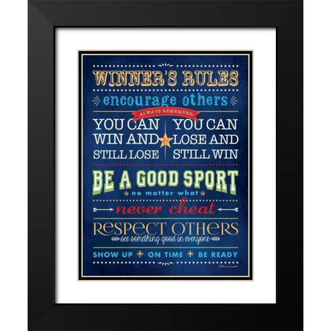 Winning Rules Black Modern Wood Framed Art Print with Double Matting by Marrott, Stephanie