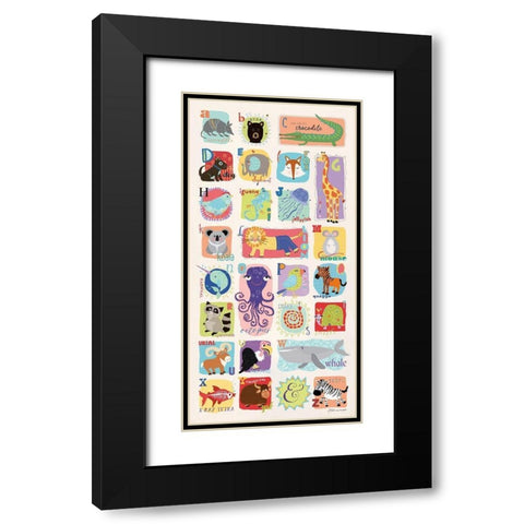 Animal Alphabet Black Modern Wood Framed Art Print with Double Matting by Marrott, Stephanie