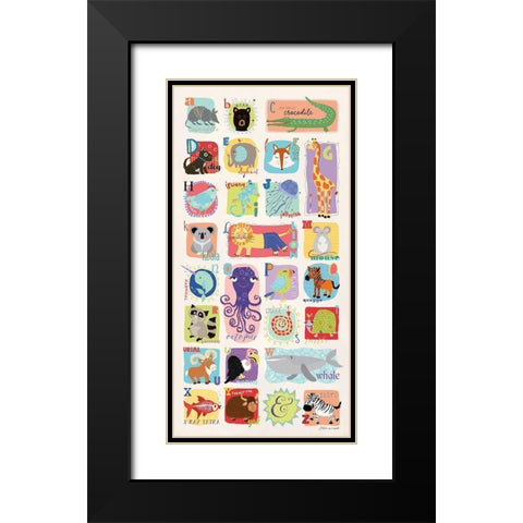 Animal Alphabet Black Modern Wood Framed Art Print with Double Matting by Marrott, Stephanie