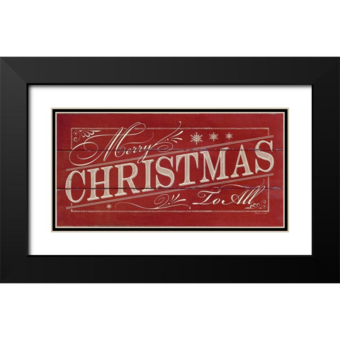 Merry Christmas Black Modern Wood Framed Art Print with Double Matting by Marrott, Stephanie
