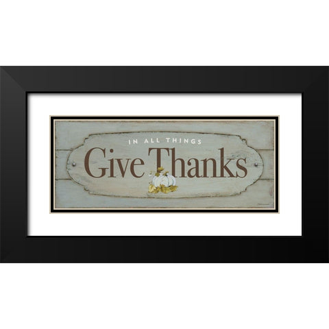 Give Thanks Black Modern Wood Framed Art Print with Double Matting by Marrott, Stephanie