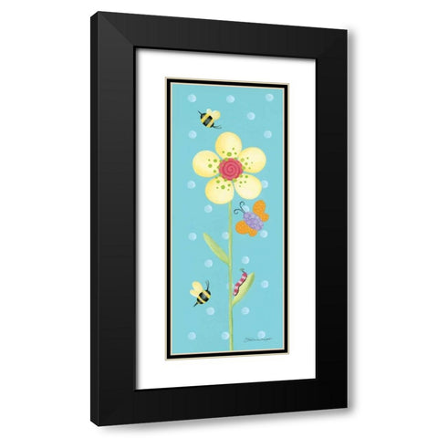 Flower and Bees Black Modern Wood Framed Art Print with Double Matting by Marrott, Stephanie