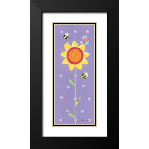 Sunflower and Bees Black Modern Wood Framed Art Print with Double Matting by Marrott, Stephanie