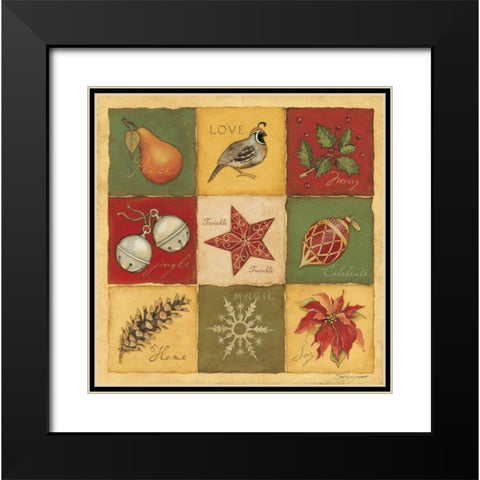 Christmas 9 Patch Black Modern Wood Framed Art Print with Double Matting by Marrott, Stephanie