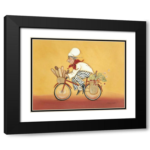 Biking Chef Black Modern Wood Framed Art Print with Double Matting by Marrott, Stephanie