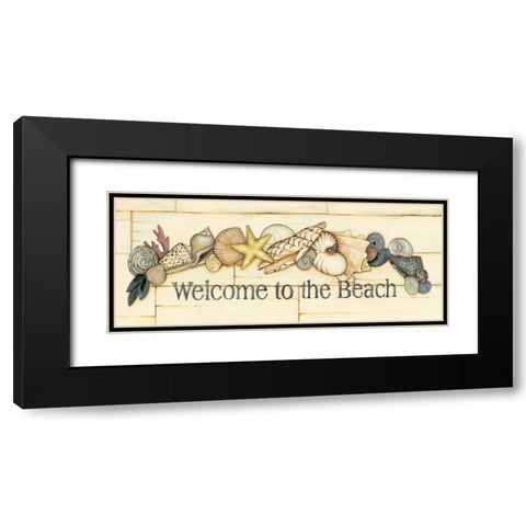 Welcome to the Beach Black Modern Wood Framed Art Print with Double Matting by Marrott, Stephanie