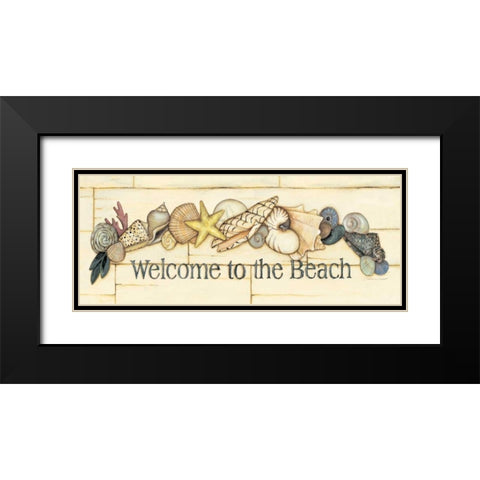Welcome to the Beach Black Modern Wood Framed Art Print with Double Matting by Marrott, Stephanie