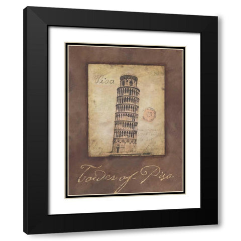 Tower of Pisa Black Modern Wood Framed Art Print with Double Matting by Marrott, Stephanie