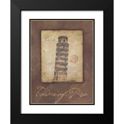 Tower of Pisa Black Modern Wood Framed Art Print with Double Matting by Marrott, Stephanie