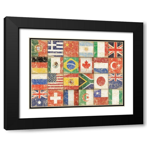 Flags of the World Black Modern Wood Framed Art Print with Double Matting by Marrott, Stephanie