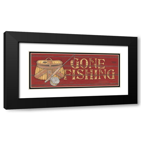 Gone Fishing Black Modern Wood Framed Art Print with Double Matting by Marrott, Stephanie