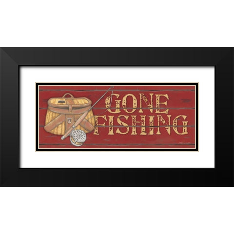 Gone Fishing Black Modern Wood Framed Art Print with Double Matting by Marrott, Stephanie