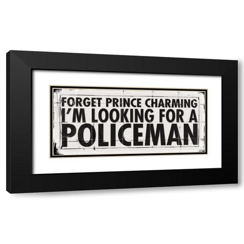 Prince Charming - Fireman Black Modern Wood Framed Art Print with Double Matting by Marrott, Stephanie